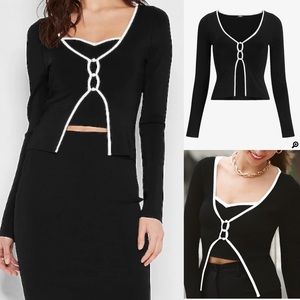 Express Body contour contrast tipped cardigan NWT, size S